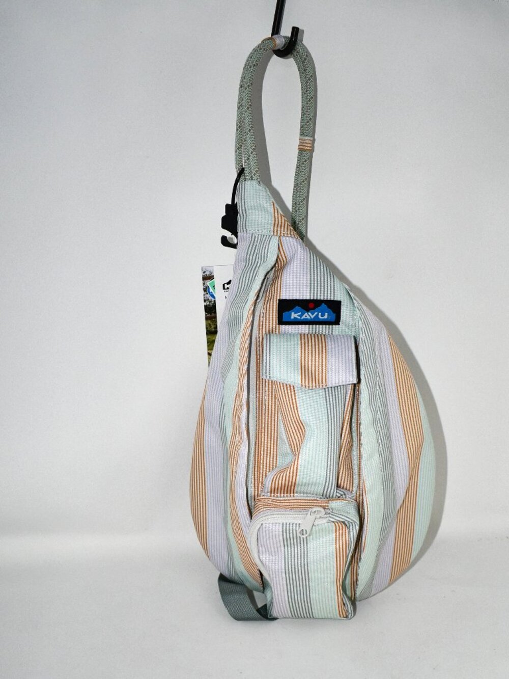 KAVU Mini Rope Sling Serene Stripe #9191-2511 Cotton Canvas Crossbody Backpack